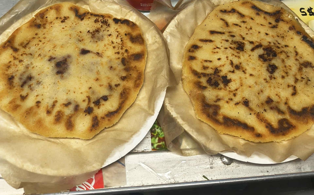 Two pupusas on a plate